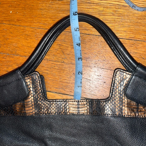Foley + Corinna Black Leather Multi-Functional Bag with Animal Print Accent EUC - Picture 8 of 16